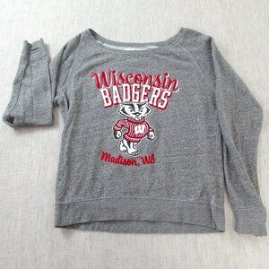 Wisconsin Badgers Sweatshirt Women Large Gray Three Square NCAA Football Sports